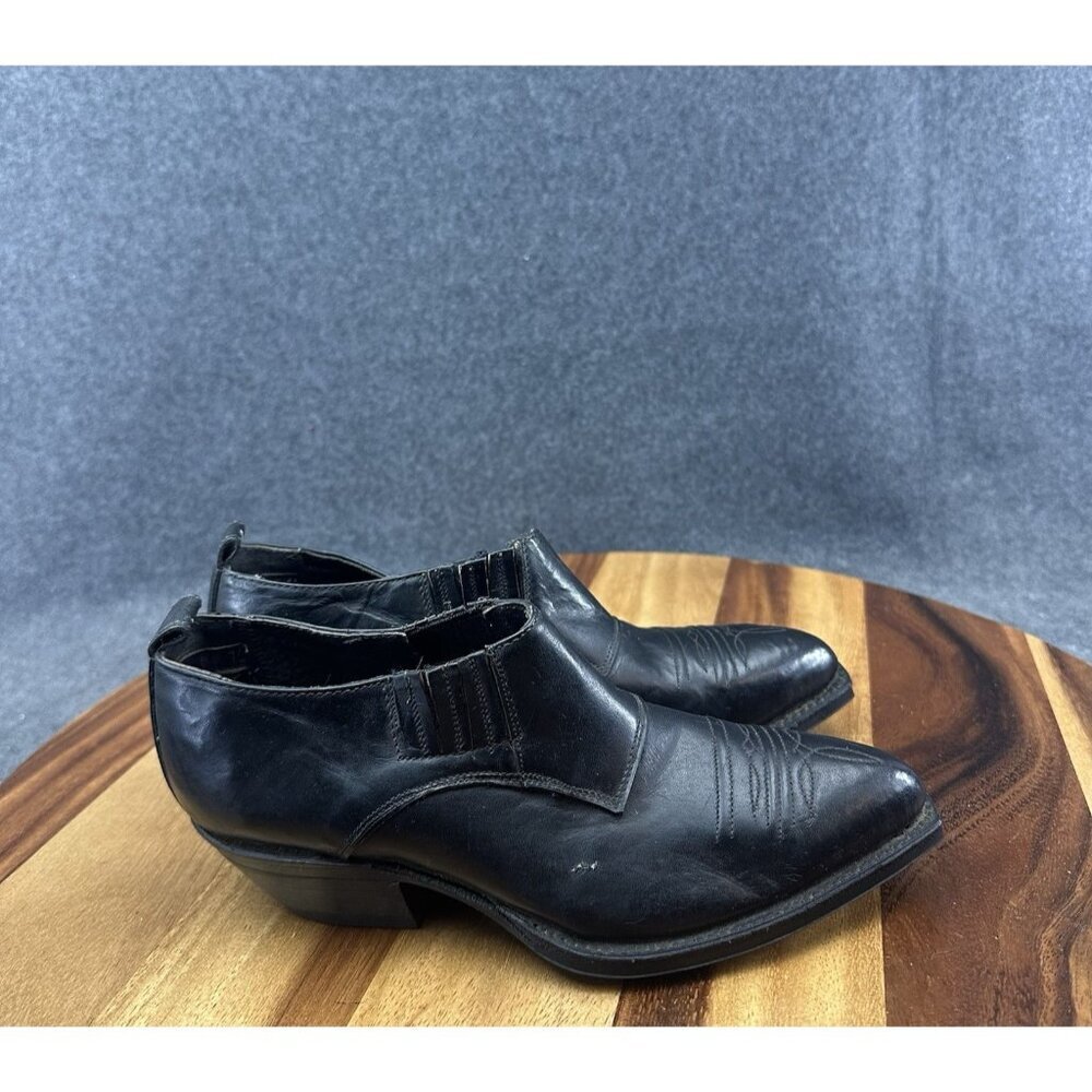 Vtg 80s Creations by Lama Tony Lama Kids Black Leather Western Ankle Boot Sz 1.5